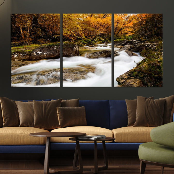 Waterfall Forest Landscape on Original Canvas Extra Large Wall Art Giclee Print