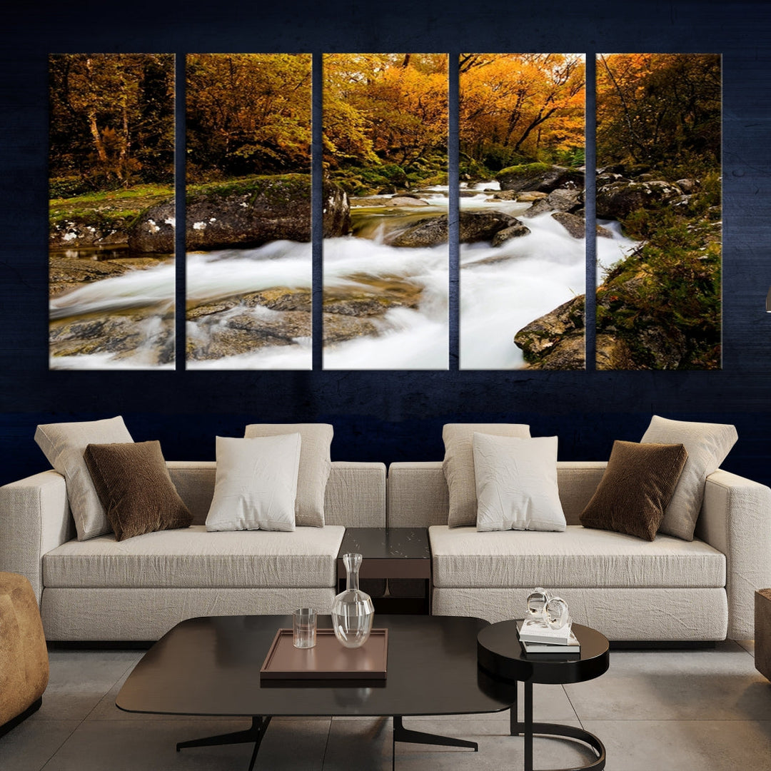 Waterfall Forest Landscape on Original Canvas Extra Large Wall Art Giclee Print