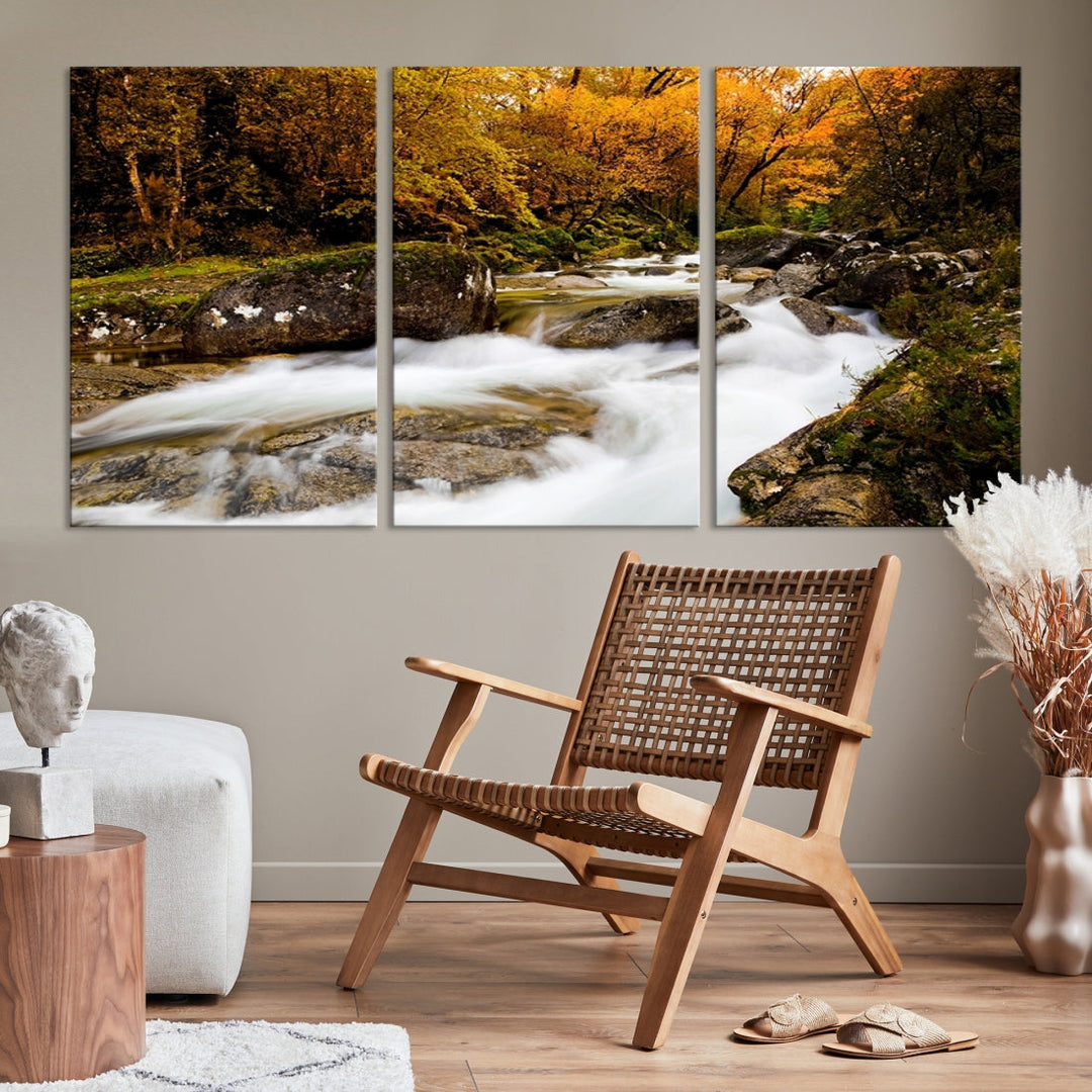 Waterfall Forest Landscape on Original Canvas Extra Large Wall Art Giclee Print