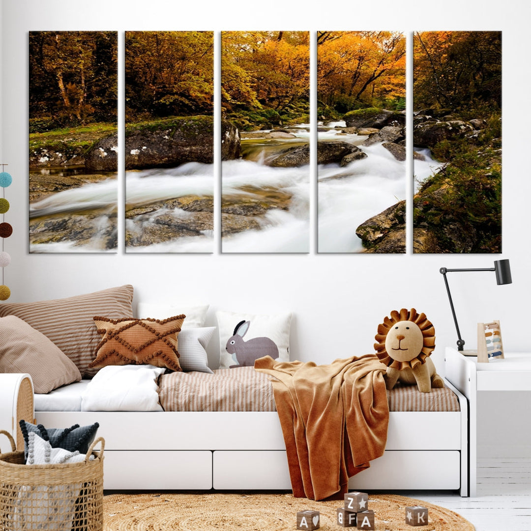 Waterfall Forest Landscape on Original Canvas Extra Large Wall Art Giclee Print