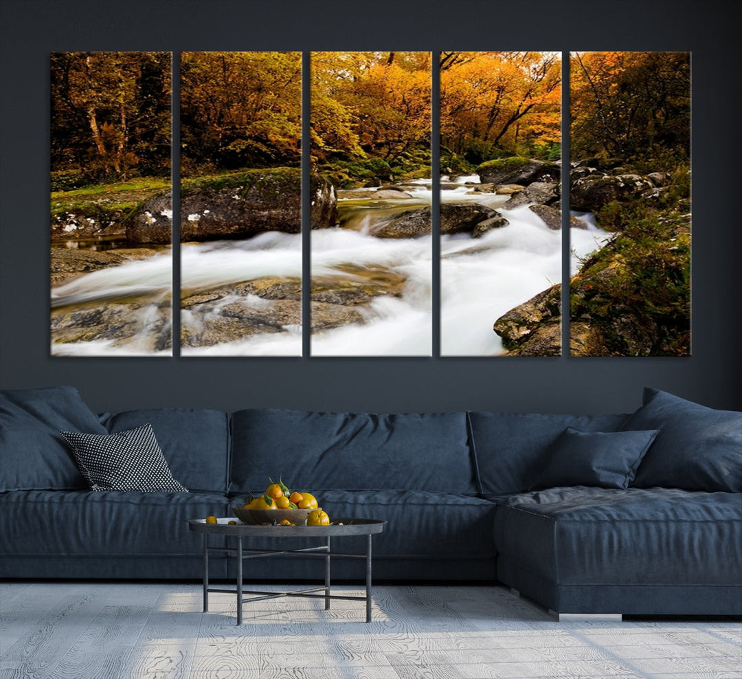 Waterfall Forest Landscape on Original Canvas Extra Large Wall Art Giclee Print