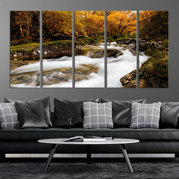 Waterfall Forest Landscape on Original Canvas Extra Large Wall Art Giclee Print