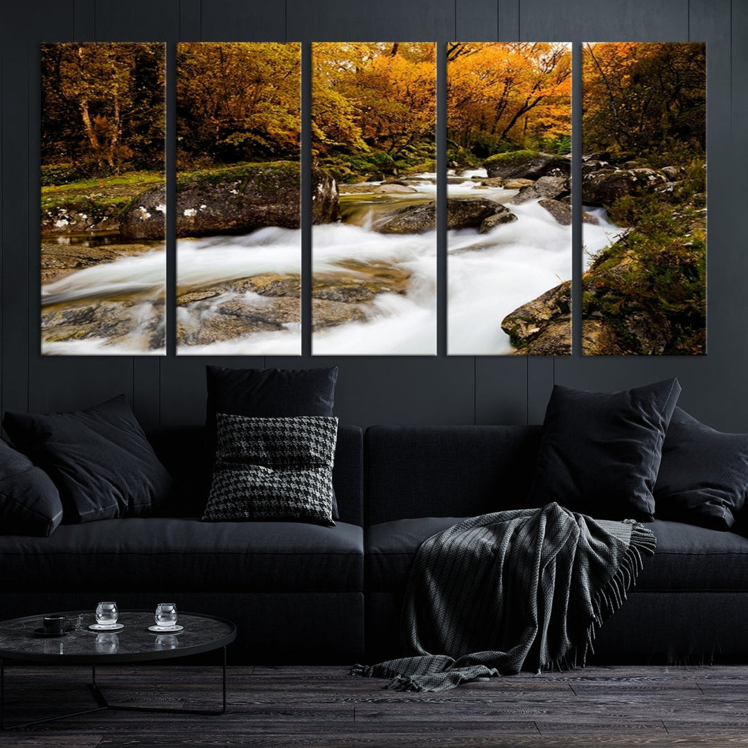 Waterfall Forest Landscape on Original Canvas Extra Large Wall Art Giclee Print