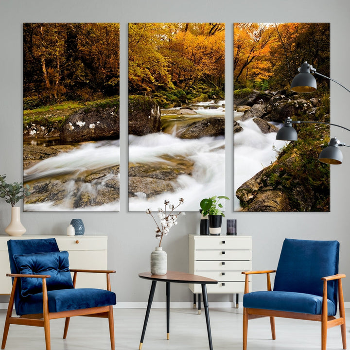 Waterfall Forest Landscape on Original Canvas Extra Large Wall Art Giclee Print