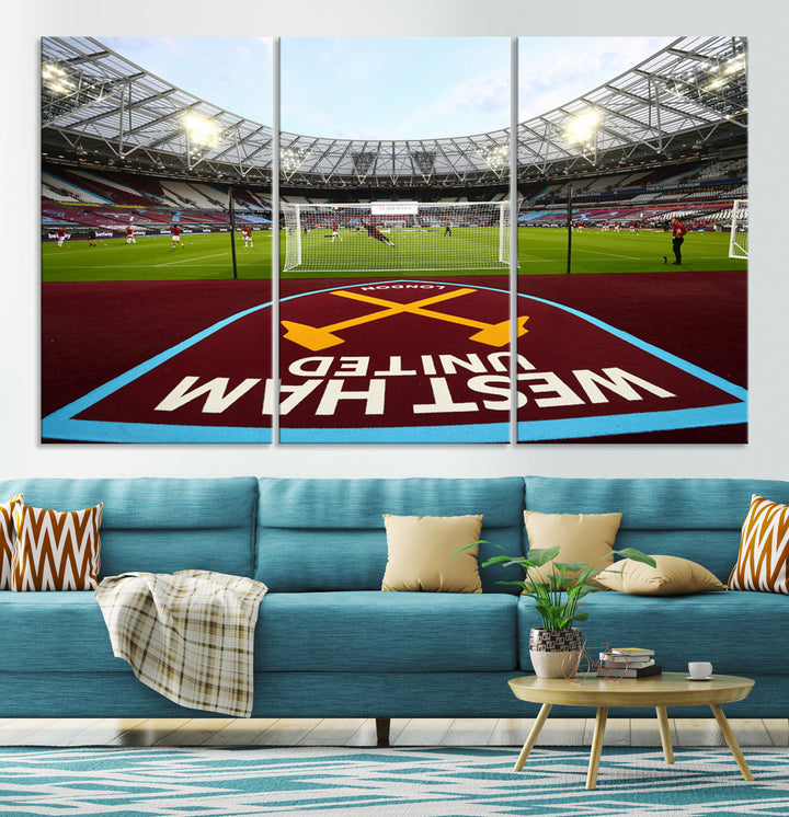 West Ham United Stadium London Stadium Wall Art Canvas Print, Premier League Wall Art Canvas Print - UEFA Soccer Wall Art Soccer Lover Gifts