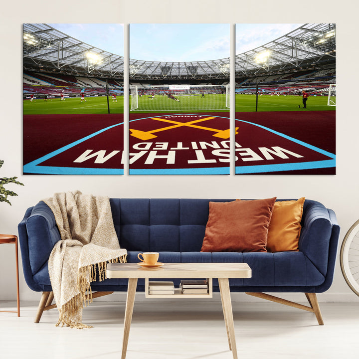 West Ham United Stadium London Stadium Wall Art Canvas Print, Premier League Wall Art Canvas Print - UEFA Soccer Wall Art Soccer Lover Gifts