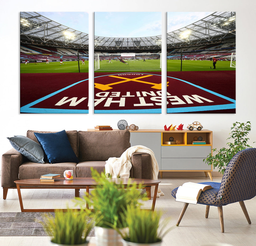 West Ham United Stadium London Stadium Wall Art Canvas Print, Premier League Wall Art Canvas Print - UEFA Soccer Wall Art Soccer Lover Gifts