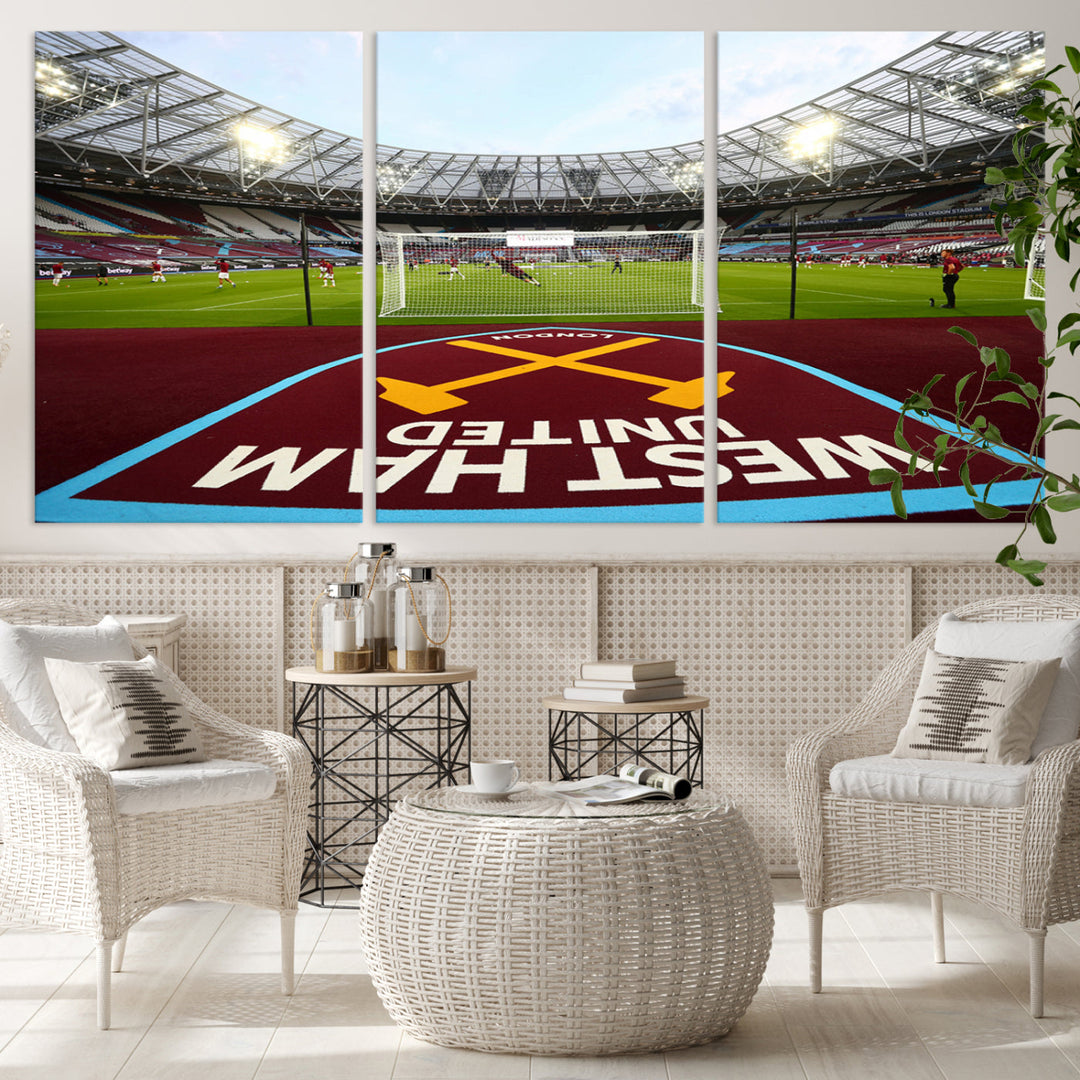 West Ham United Stadium London Stadium Wall Art Canvas Print, Premier League Wall Art Canvas Print - UEFA Soccer Wall Art Soccer Lover Gifts