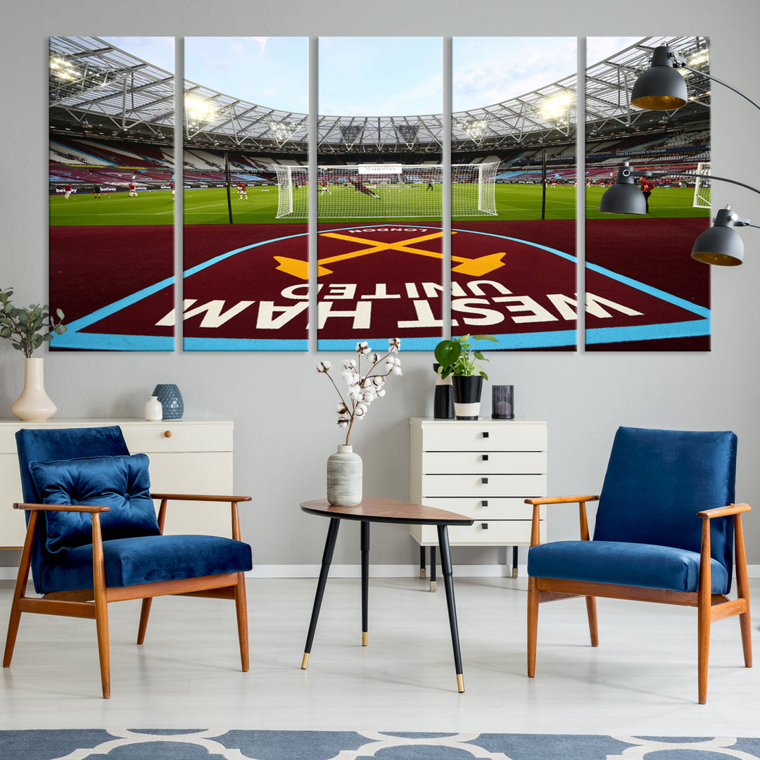 West Ham United Stadium London Stadium Wall Art Canvas Print, Premier League Wall Art Canvas Print - UEFA Soccer Wall Art Soccer Lover Gifts