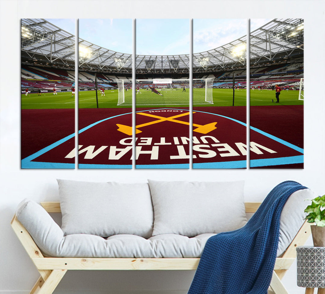 West Ham United Stadium London Stadium Wall Art Canvas Print, Premier League Wall Art Canvas Print - UEFA Soccer Wall Art Soccer Lover Gifts