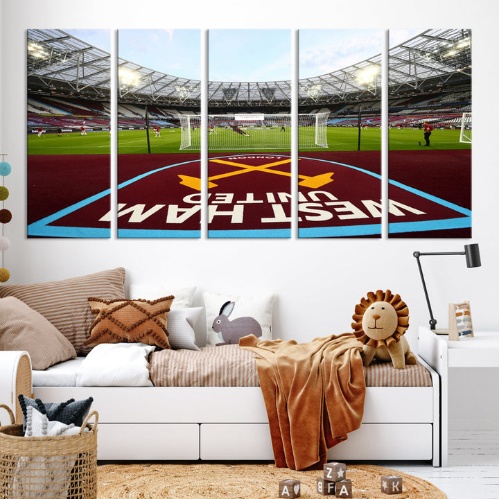 West Ham United Stadium London Stadium Wall Art Canvas Print, Premier League Wall Art Canvas Print - UEFA Soccer Wall Art Soccer Lover Gifts