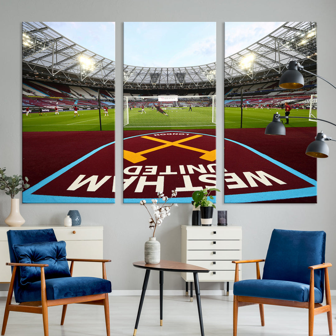 West Ham United Stadium London Stadium Wall Art Canvas Print, Premier League Wall Art Canvas Print - UEFA Soccer Wall Art Soccer Lover Gifts