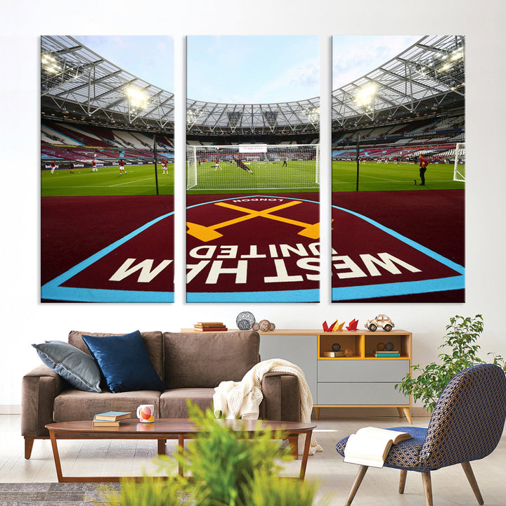 West Ham United Stadium London Stadium Wall Art Canvas Print, Premier League Wall Art Canvas Print - UEFA Soccer Wall Art Soccer Lover Gifts