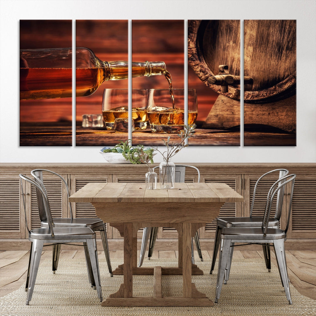 Whiskey Barrel Canvas Wall Art Print Whiskey Scotch Large Wall Decor Giclee Printing