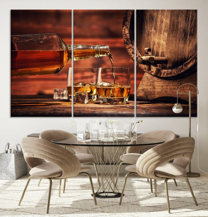 Whiskey Barrel Canvas Wall Art Print Whiskey Scotch Large Wall Decor Giclee Printing