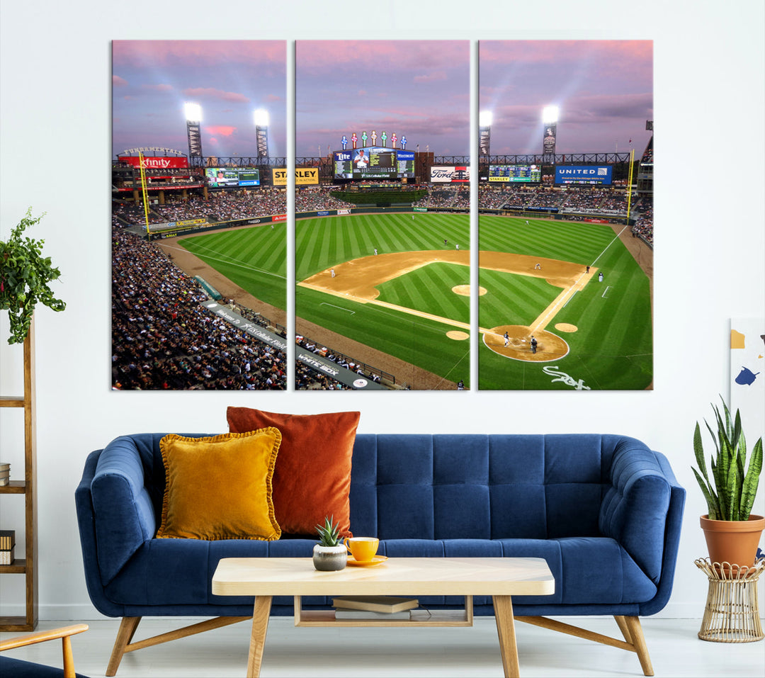 White Sox Stadium Canvas Print Guaranteed Rate Field Wall Art Chicago Baseball Wall Art MLB Wall Decor, Baseball Lover Gifts Dorm Wall Decor