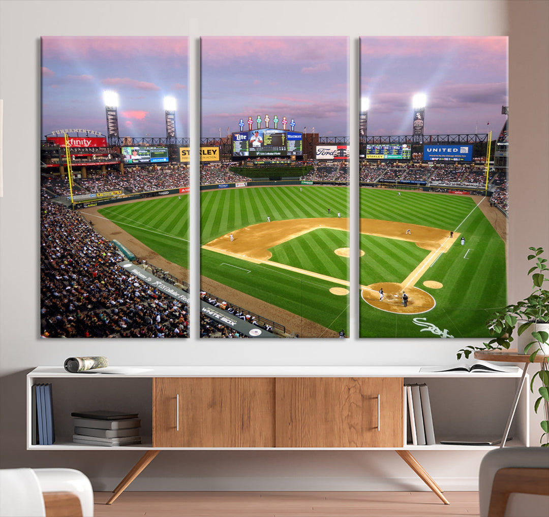 White Sox Stadium Canvas Print Guaranteed Rate Field Wall Art Chicago Baseball Wall Art MLB Wall Decor, Baseball Lover Gifts Dorm Wall Decor