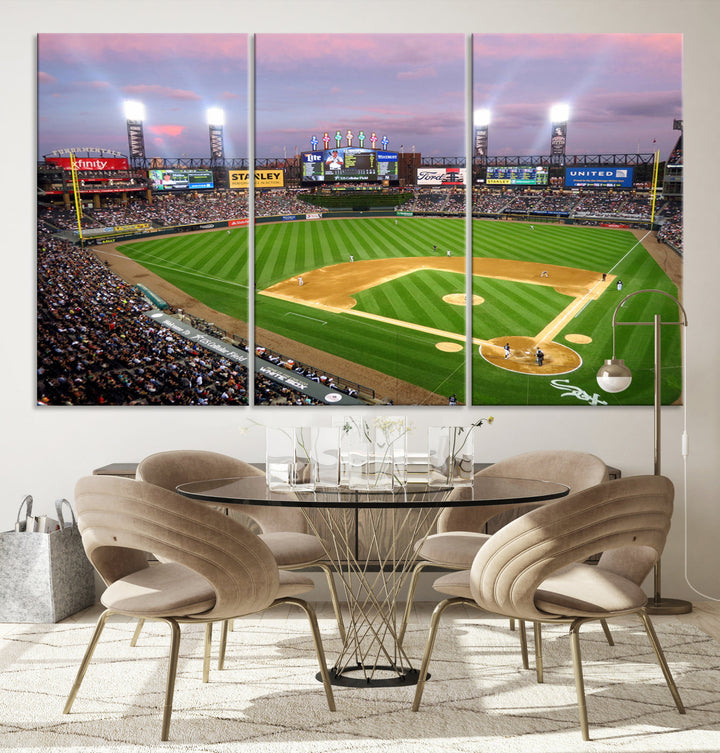 White Sox Stadium Canvas Print Guaranteed Rate Field Wall Art Chicago Baseball Wall Art MLB Wall Decor, Baseball Lover Gifts Dorm Wall Decor