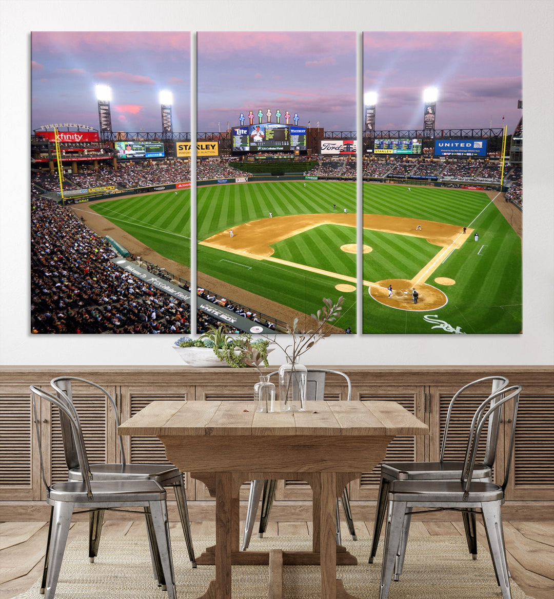 White Sox Stadium Canvas Print Guaranteed Rate Field Wall Art Chicago Baseball Wall Art MLB Wall Decor, Baseball Lover Gifts Dorm Wall Decor