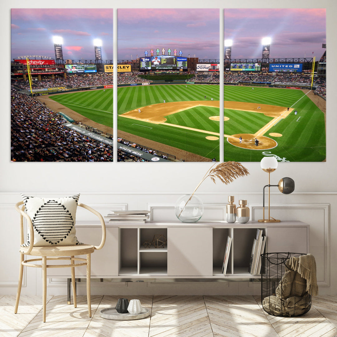 White Sox Stadium Canvas Print Guaranteed Rate Field Wall Art Chicago Baseball Wall Art MLB Wall Decor, Baseball Lover Gifts Dorm Wall Decor