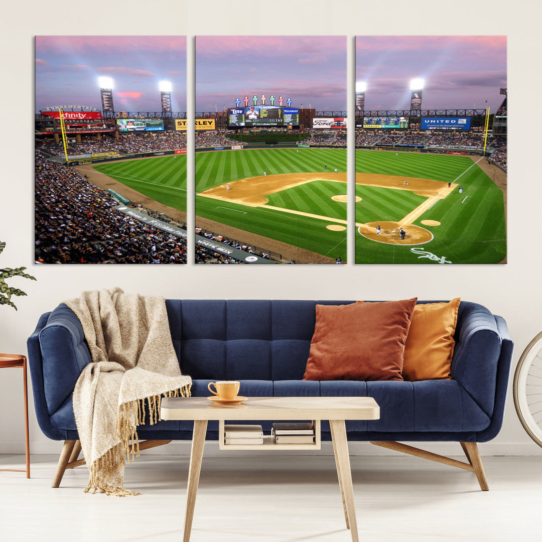 White Sox Stadium Canvas Print Guaranteed Rate Field Wall Art Chicago Baseball Wall Art MLB Wall Decor, Baseball Lover Gifts Dorm Wall Decor