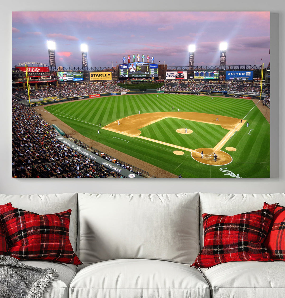 White Sox Stadium Canvas Print Guaranteed Rate Field Wall Art Chicago Baseball Wall Art MLB Wall Decor, Baseball Lover Gifts Dorm Wall Decor