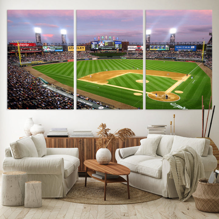 White Sox Stadium Canvas Print Guaranteed Rate Field Wall Art Chicago Baseball Wall Art MLB Wall Decor, Baseball Lover Gifts Dorm Wall Decor