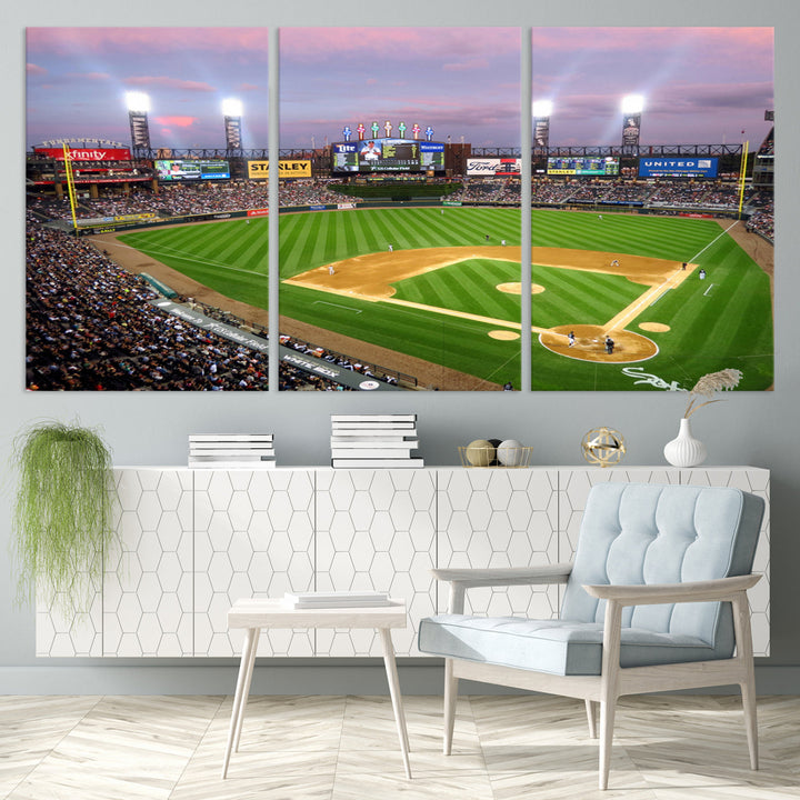 White Sox Stadium Canvas Print Guaranteed Rate Field Wall Art Chicago Baseball Wall Art MLB Wall Decor, Baseball Lover Gifts Dorm Wall Decor