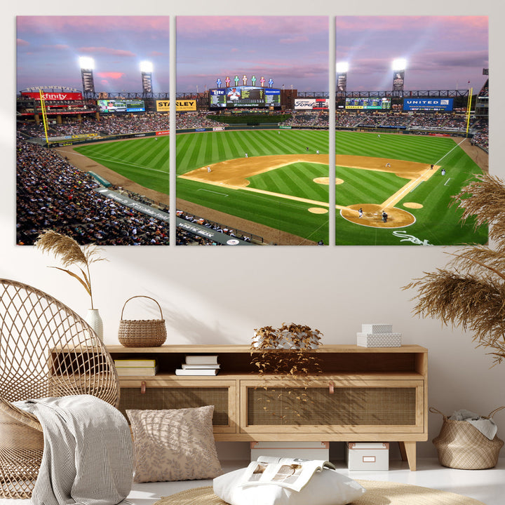 White Sox Stadium Canvas Print Guaranteed Rate Field Wall Art Chicago Baseball Wall Art MLB Wall Decor, Baseball Lover Gifts Dorm Wall Decor