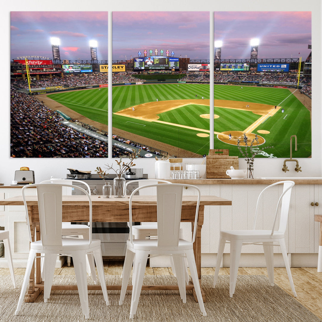 White Sox Stadium Canvas Print Guaranteed Rate Field Wall Art Chicago Baseball Wall Art MLB Wall Decor, Baseball Lover Gifts Dorm Wall Decor