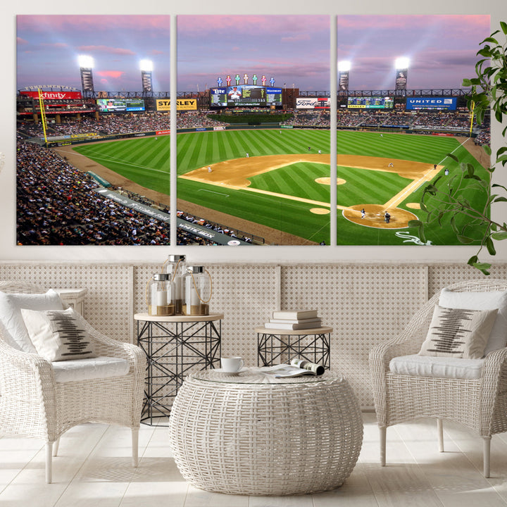 White Sox Stadium Canvas Print Guaranteed Rate Field Wall Art Chicago Baseball Wall Art MLB Wall Decor, Baseball Lover Gifts Dorm Wall Decor