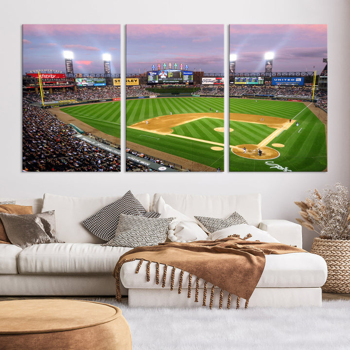 White Sox Stadium Canvas Print Guaranteed Rate Field Wall Art Chicago Baseball Wall Art MLB Wall Decor, Baseball Lover Gifts Dorm Wall Decor