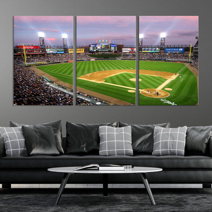 White Sox Stadium Canvas Print Guaranteed Rate Field Wall Art Chicago Baseball Wall Art MLB Wall Decor, Baseball Lover Gifts Dorm Wall Decor