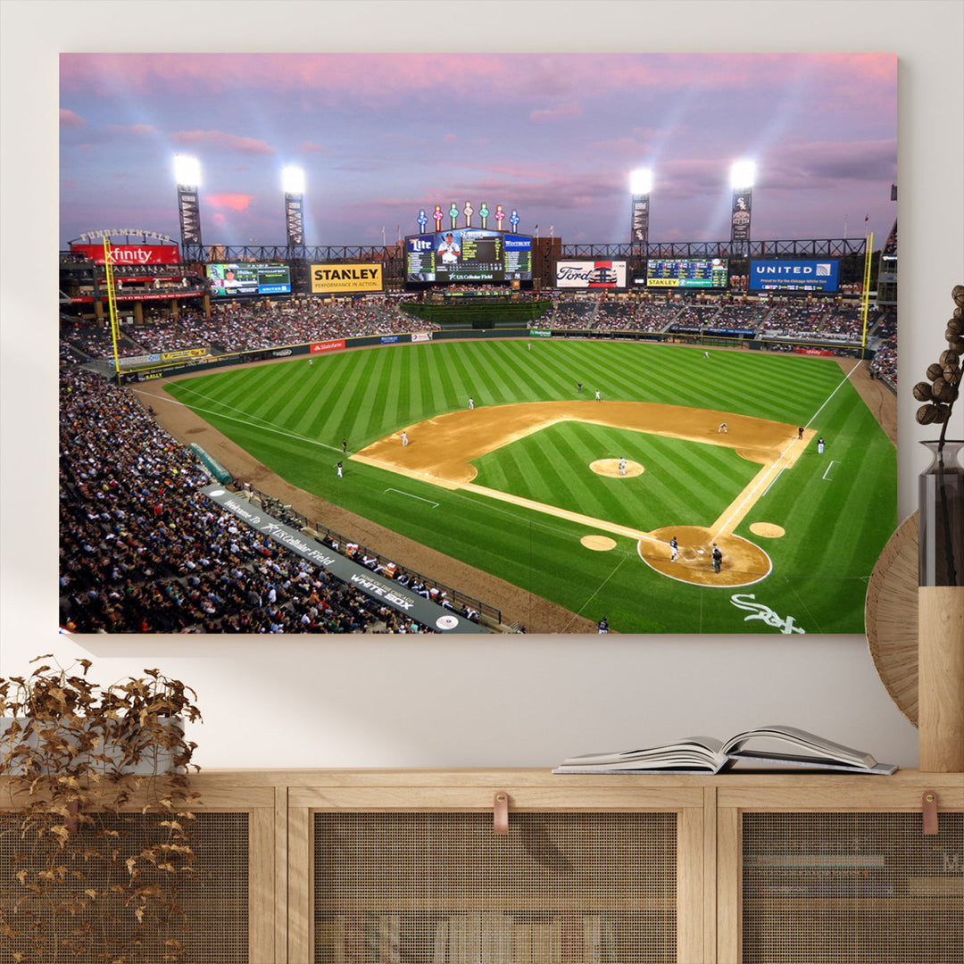 White Sox Stadium Canvas Print Guaranteed Rate Field Wall Art Chicago Baseball Wall Art MLB Wall Decor, Baseball Lover Gifts Dorm Wall Decor