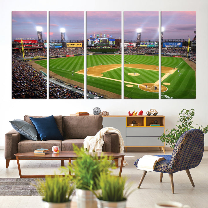 White Sox Stadium Canvas Print Guaranteed Rate Field Wall Art Chicago Baseball Wall Art MLB Wall Decor, Baseball Lover Gifts Dorm Wall Decor