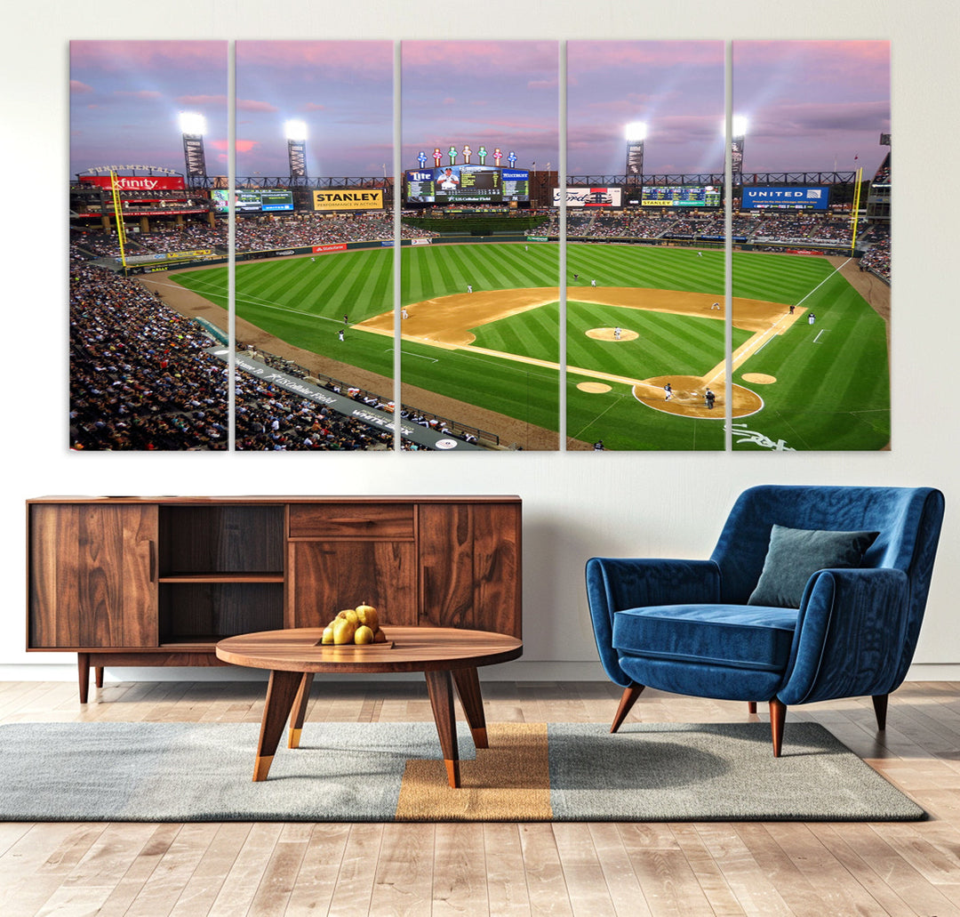 White Sox Stadium Canvas Print Guaranteed Rate Field Wall Art Chicago Baseball Wall Art MLB Wall Decor, Baseball Lover Gifts Dorm Wall Decor