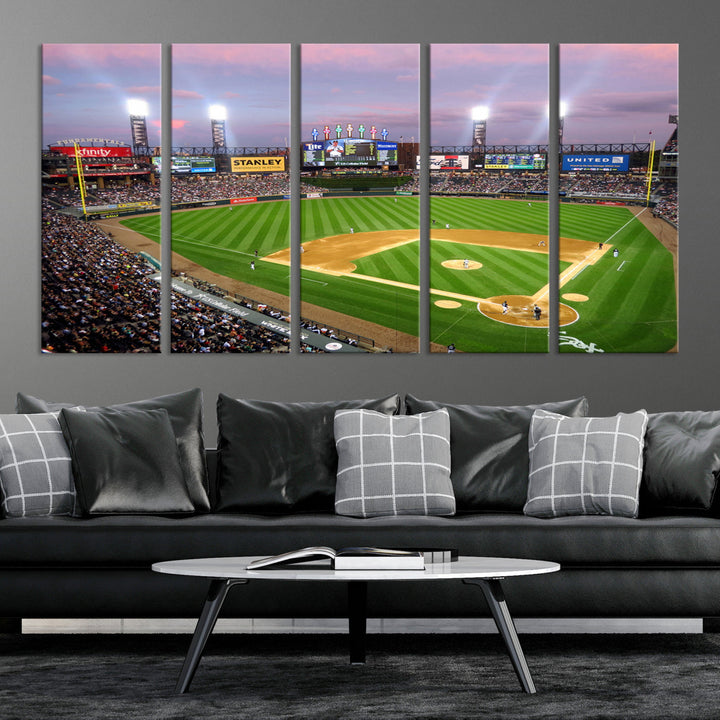 White Sox Stadium Canvas Print Guaranteed Rate Field Wall Art Chicago Baseball Wall Art MLB Wall Decor, Baseball Lover Gifts Dorm Wall Decor