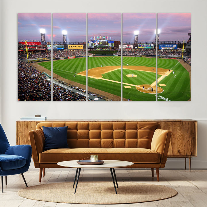 White Sox Stadium Canvas Print Guaranteed Rate Field Wall Art Chicago Baseball Wall Art MLB Wall Decor, Baseball Lover Gifts Dorm Wall Decor