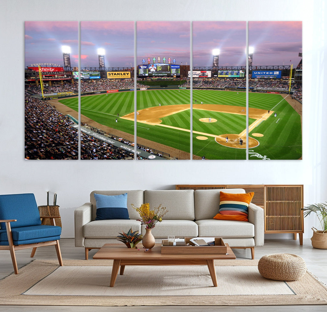 White Sox Stadium Canvas Print Guaranteed Rate Field Wall Art Chicago Baseball Wall Art MLB Wall Decor, Baseball Lover Gifts Dorm Wall Decor