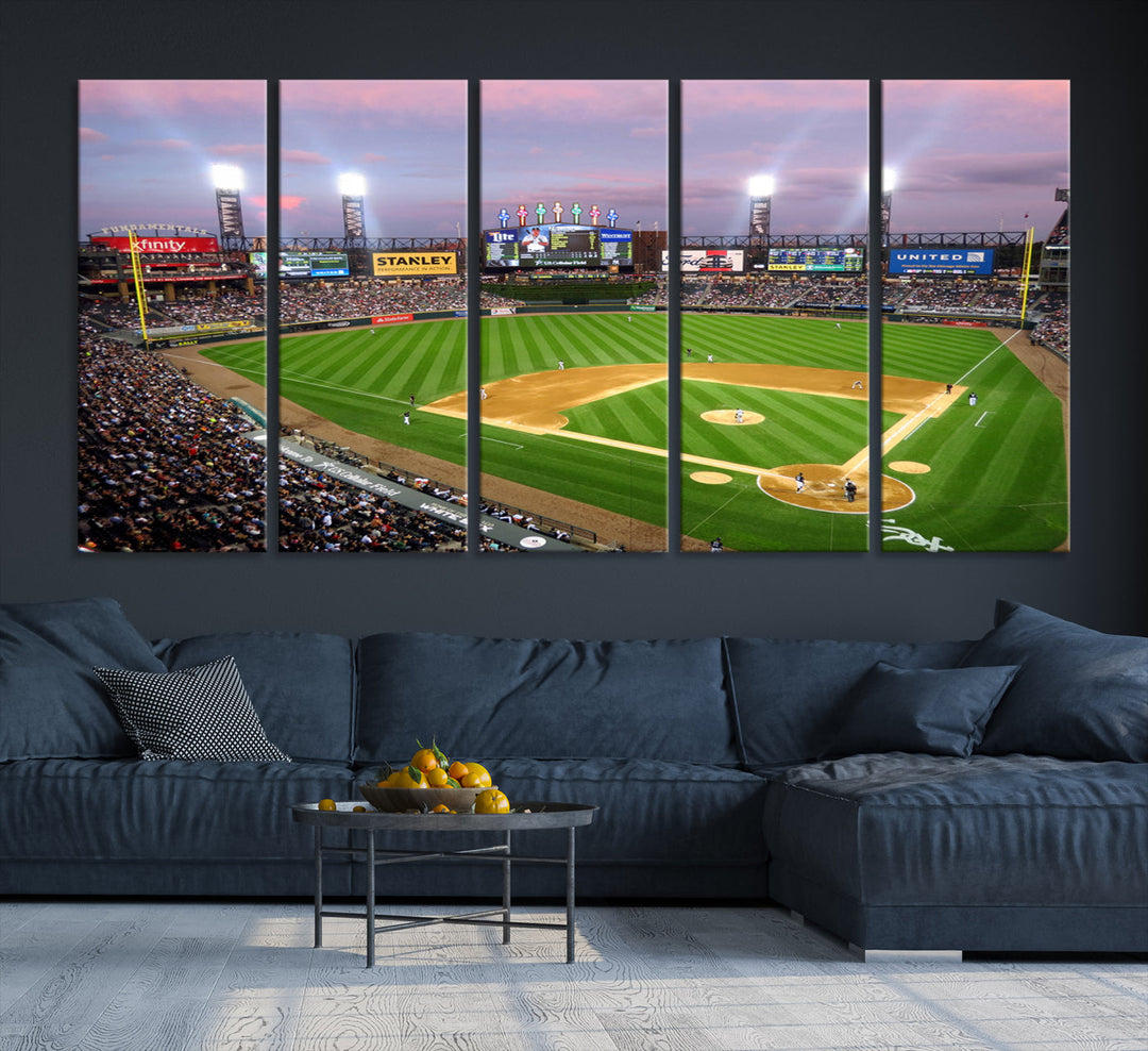 White Sox Stadium Canvas Print Guaranteed Rate Field Wall Art Chicago Baseball Wall Art MLB Wall Decor, Baseball Lover Gifts Dorm Wall Decor