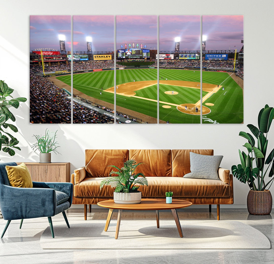 White Sox Stadium Canvas Print Guaranteed Rate Field Wall Art Chicago Baseball Wall Art MLB Wall Decor, Baseball Lover Gifts Dorm Wall Decor