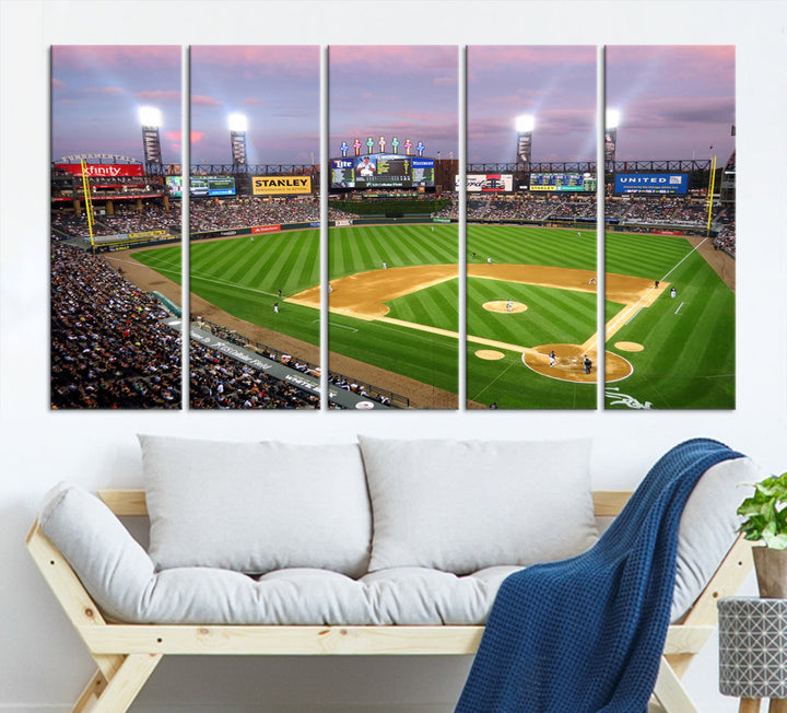 White Sox Stadium Canvas Print Guaranteed Rate Field Wall Art Chicago Baseball Wall Art MLB Wall Decor, Baseball Lover Gifts Dorm Wall Decor