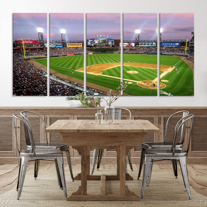 White Sox Stadium Canvas Print Guaranteed Rate Field Wall Art Chicago Baseball Wall Art MLB Wall Decor, Baseball Lover Gifts Dorm Wall Decor