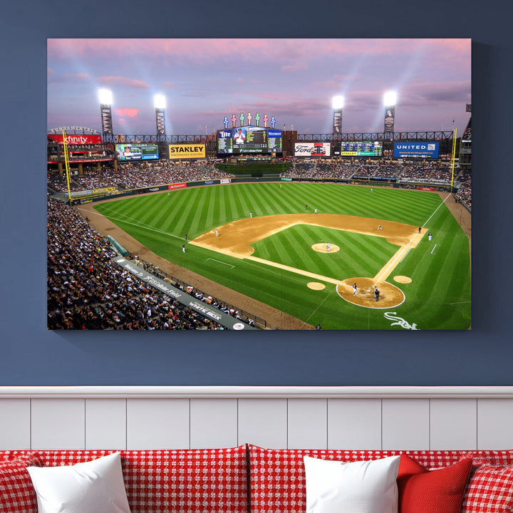 White Sox Stadium Canvas Print Guaranteed Rate Field Wall Art Chicago Baseball Wall Art MLB Wall Decor, Baseball Lover Gifts Dorm Wall Decor