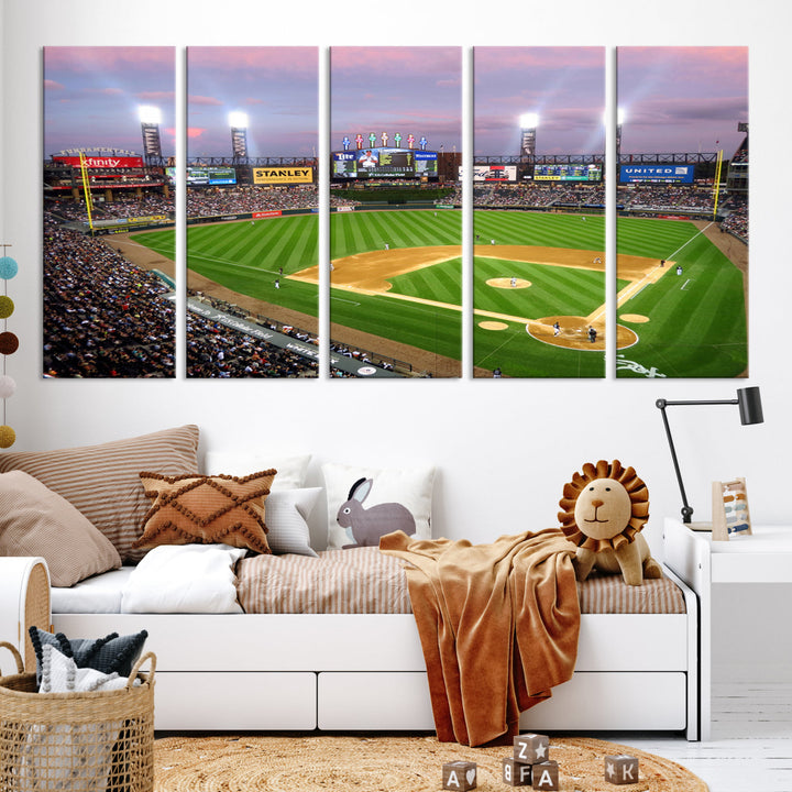 White Sox Stadium Canvas Print Guaranteed Rate Field Wall Art Chicago Baseball Wall Art MLB Wall Decor, Baseball Lover Gifts Dorm Wall Decor