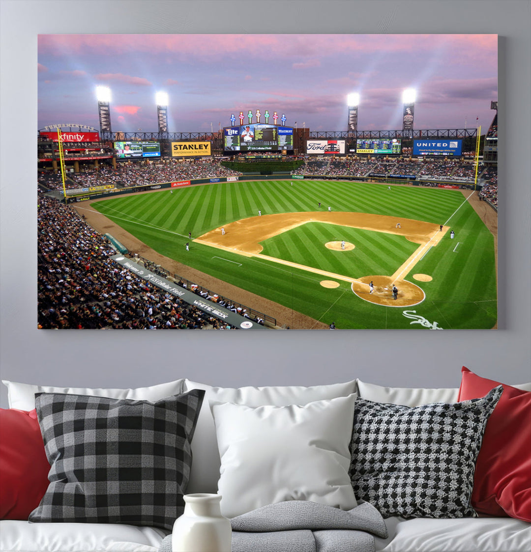 White Sox Stadium Canvas Print Guaranteed Rate Field Wall Art Chicago Baseball Wall Art MLB Wall Decor, Baseball Lover Gifts Dorm Wall Decor