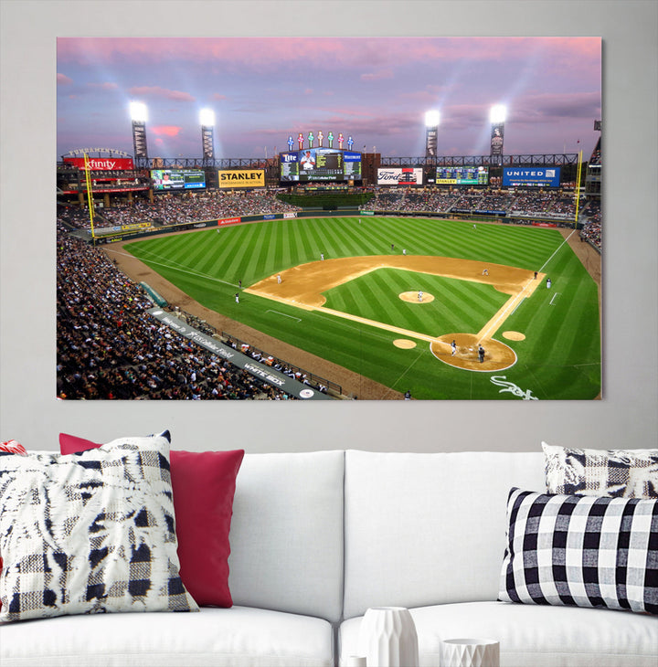 White Sox Stadium Canvas Print Guaranteed Rate Field Wall Art Chicago Baseball Wall Art MLB Wall Decor, Baseball Lover Gifts Dorm Wall Decor