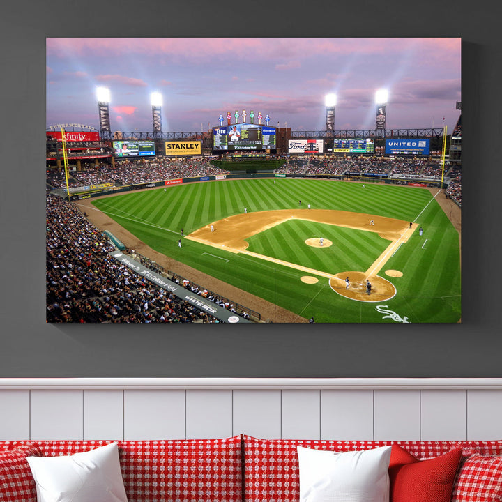 White Sox Stadium Canvas Print Guaranteed Rate Field Wall Art Chicago Baseball Wall Art MLB Wall Decor, Baseball Lover Gifts Dorm Wall Decor