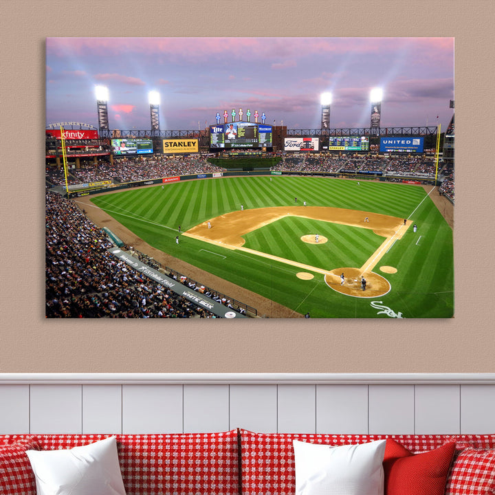 White Sox Stadium Canvas Print Guaranteed Rate Field Wall Art Chicago Baseball Wall Art MLB Wall Decor, Baseball Lover Gifts Dorm Wall Decor