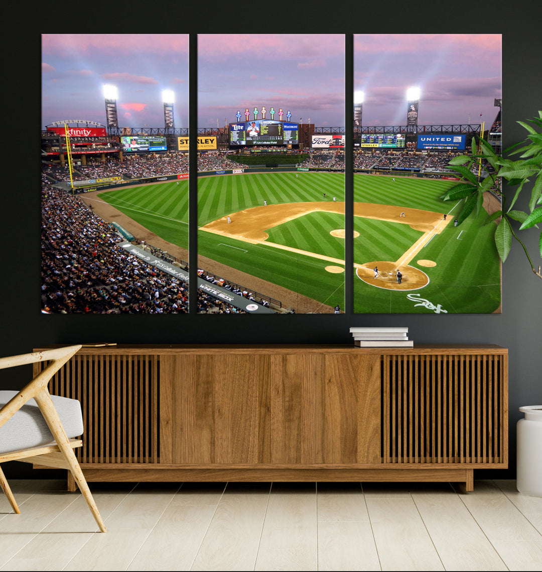 White Sox Stadium Canvas Print Guaranteed Rate Field Wall Art Chicago Baseball Wall Art MLB Wall Decor, Baseball Lover Gifts Dorm Wall Decor